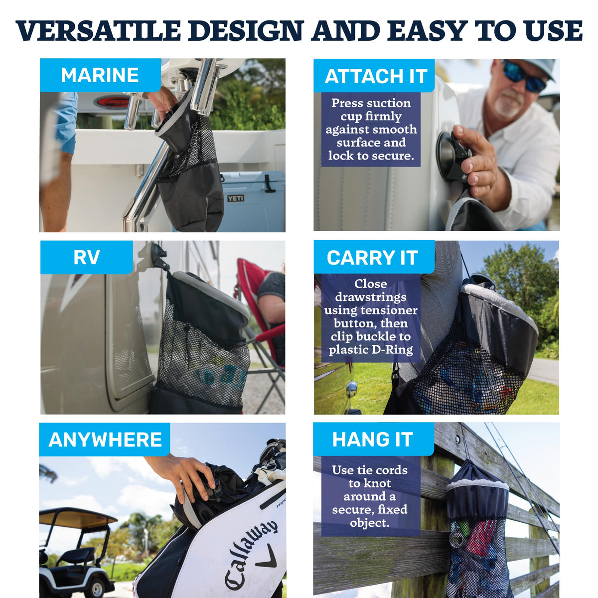 STAR BRITE 52074 STAR BRITE Mesh Trash Bag with Locking Suction Cup & Litter Guard Cinch Tie