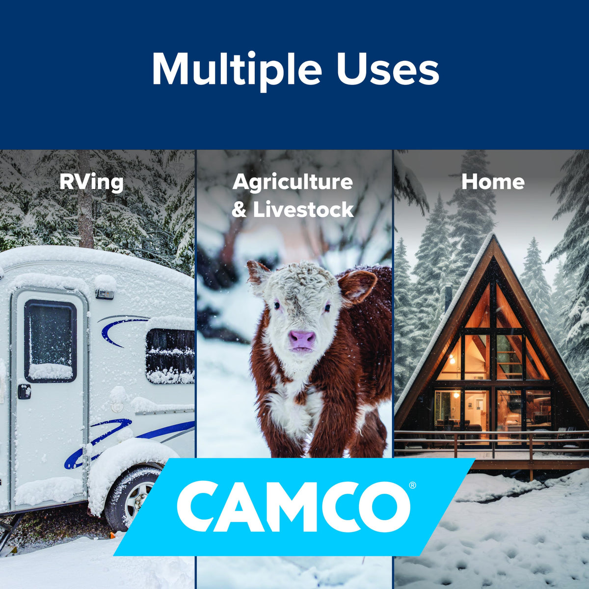 CAMCO 22912 Camco 50-foot Heated Water Hose for RV — Prevents Freezing Down to -20° — Certified For Drinking Water & Lead-Free — Great for Campers, Livestock, Agriculture, Kennels, etc. — 5/8" ID (22912)