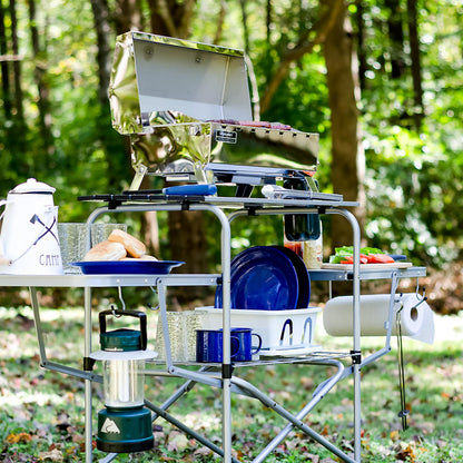 CAMCO 57293 Camco Olympian Deluxe Folding Portable Grill Table for Campsites, 57293