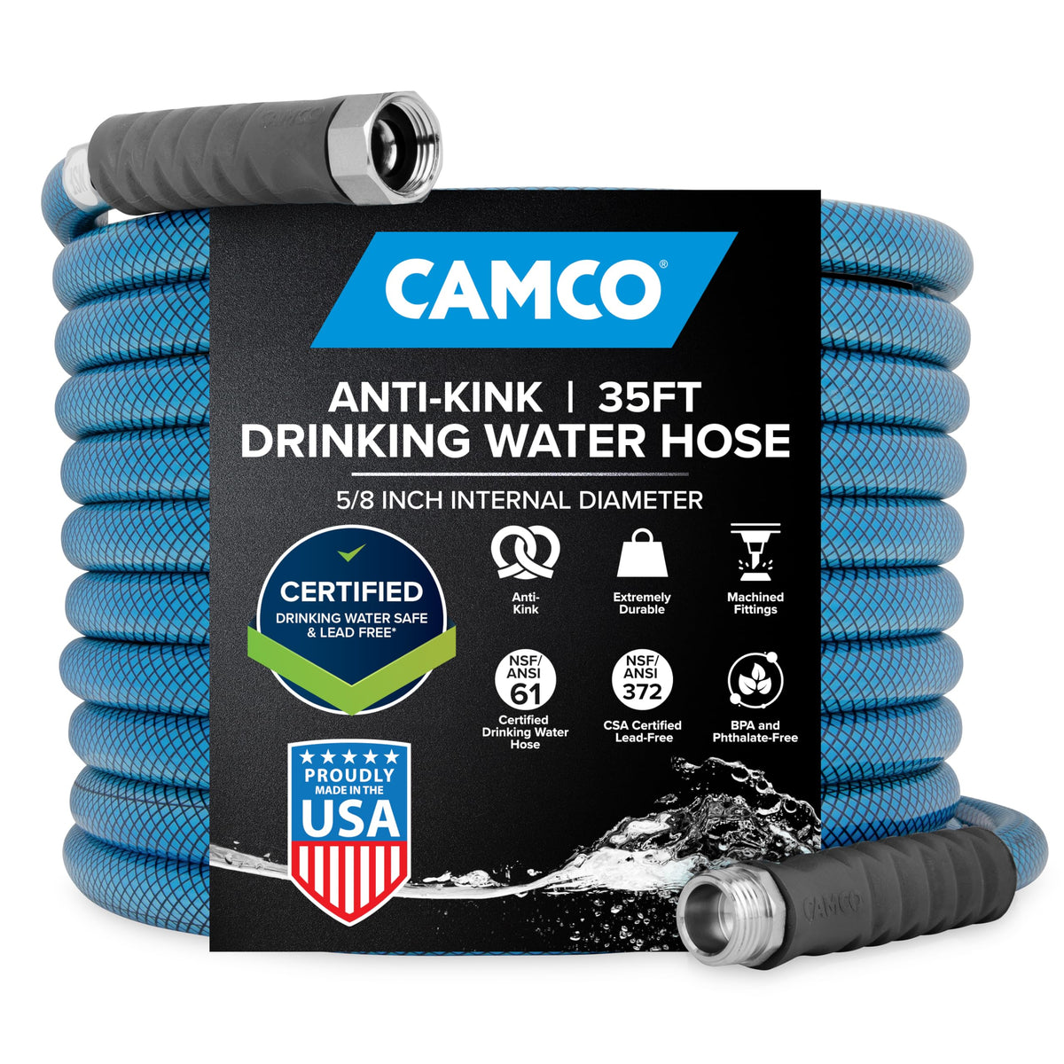 CAMCO 22843 Camco TastePURE 35-Foot Premium RV Drinking Water Hose - Made in the USA