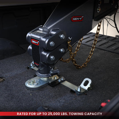 GEN-Y HITCH GH-21015 GEN-Y Hitch GoosePuck GEN II Main Assembly - 5" Offset - 25K Overall Towing - with Safety Chain Anchors Incorporated - Compatible with GM 2018-19 Short and Long Bed Trucks