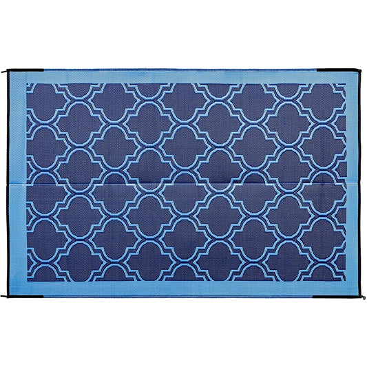 CAMCO 42876 Camco Large Reversible Outdoor Patio Mat - Easy to Clean, Perfect for Picnics, Cookouts, Camping, and The Beach (6' x 9', Lattice Blue Design) (42876)