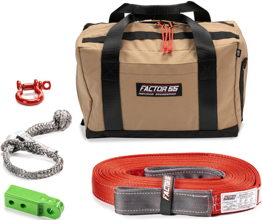 FACTOR 55 00485-08-MEDIUM Factor 55 Owyhee Tow and Recovery Kit for Trucks, Jeeps, and SUVs, with Green Hitchlink and Medium Bag