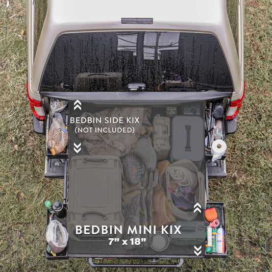 Bedslide BSA-MKB Bedslide Bedbin Mini Kix Truck Bed Organizer, Storage Bin Attachments, 2 Boxes for Additional 7x18 Inches of Space on Each Side, Black