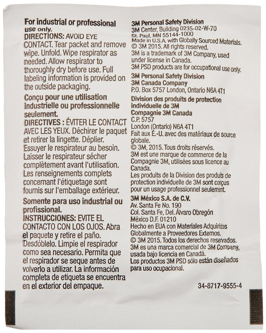 3M 07065 3M 50051131070658 504 Alcohol-Free Respirator Cleaning Wipes 504 (Pack of 100)