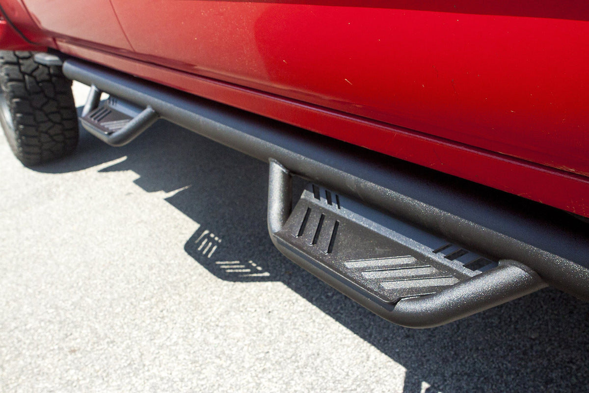 LUND 34641173 RealTruck Lund 34641173 Black Steel Terrain HX Step Nerf Bars for 2015-2018 Chevrolet Silverado/GMC Sierra 2500HD/3500HD Extended Cab