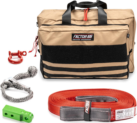 FACTOR 55 00485-08-LARGE Factor 55 Owyhee Tow and Recovery Kit for Trucks, Jeeps, and SUVs, with Green Hitchlink and Large Bag