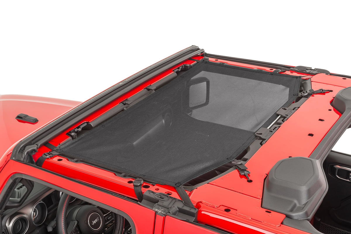 TRAILFX MBT002 TrailFX Mesh Bikini Top for Jeep Wrangler TJ 1997-2006 Black Mesh Shade, Easy Strap Installation, Fits Hard and Soft Tops TrailFX MBT002