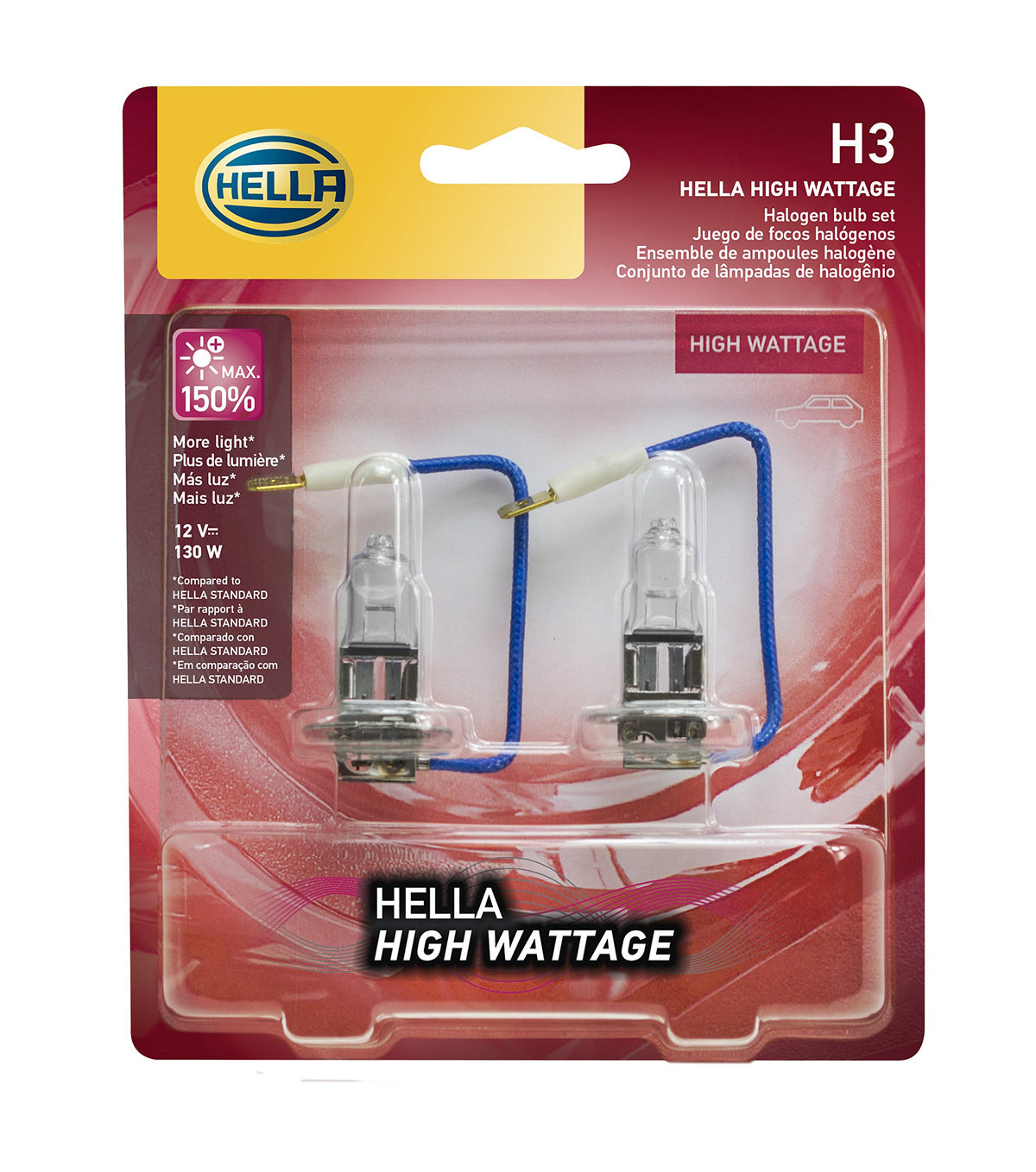 Hella H3130WTB H3 130WTB Twin Blister High Wattage Bulbs, 12V