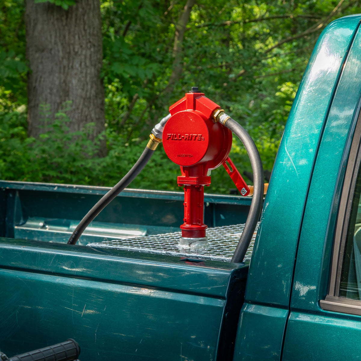 FILL RITE FR112 Fill-Rite FR112 Fuel Transfer Rotary Hand Pump w/Discharge Hose, Straight Spout, Vacuum Breaker, & Suction Pipe