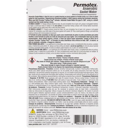 PERMATEX 51817 Permatex 51817 6ml Anaerobic Red Gasket Maker Tube Anaerobic with 1.13 Specific Gravity