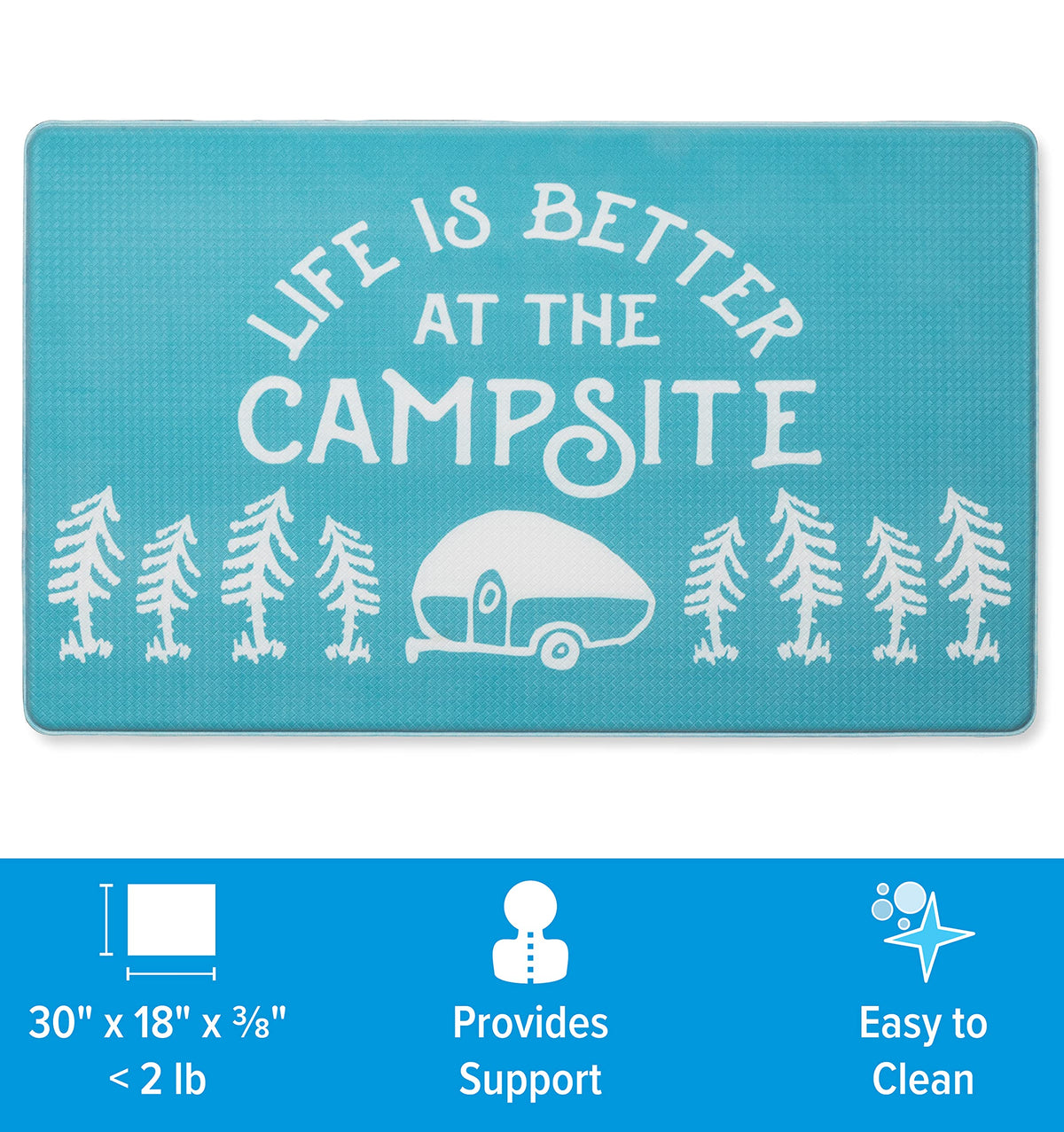 CAMCO 53435 Camco Life is Better at The Campsite Anti-Fatigue Kitchen Mat - Features RV Sketch Design - Reduces Discomfort While Standing for Extended Time - Features a Non-Slip Surface - 30 x 18 x 3/4 in (53435)