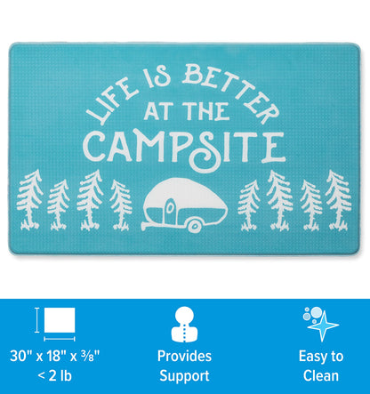 CAMCO 53435 Camco Life is Better at The Campsite Anti-Fatigue Kitchen Mat - Features RV Sketch Design - Reduces Discomfort While Standing for Extended Time - Features a Non-Slip Surface - 30 x 18 x 3/4 in (53435)