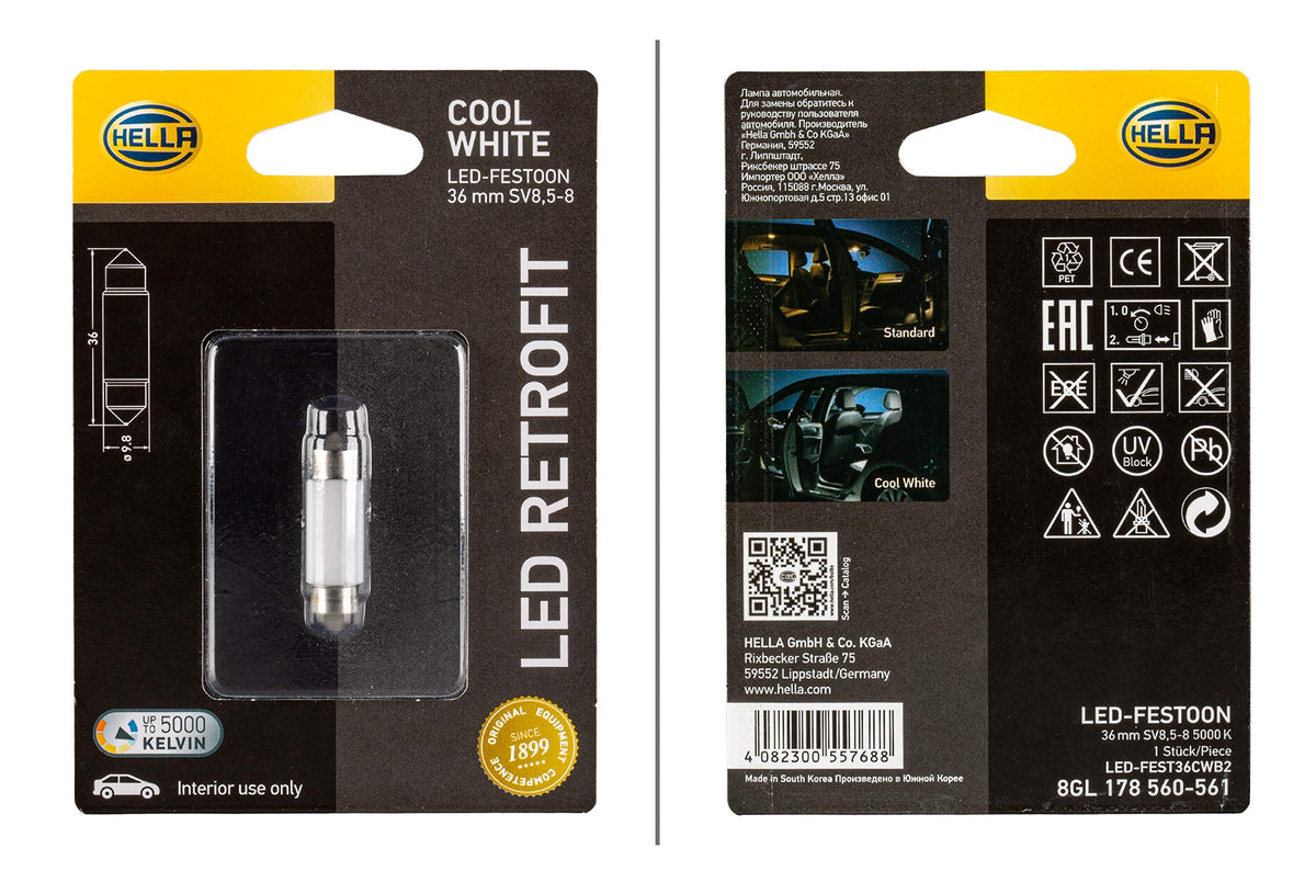 Hella 178560561 5K LED Performance Bulb, 12V, 1W, 5,000 Kelvin
