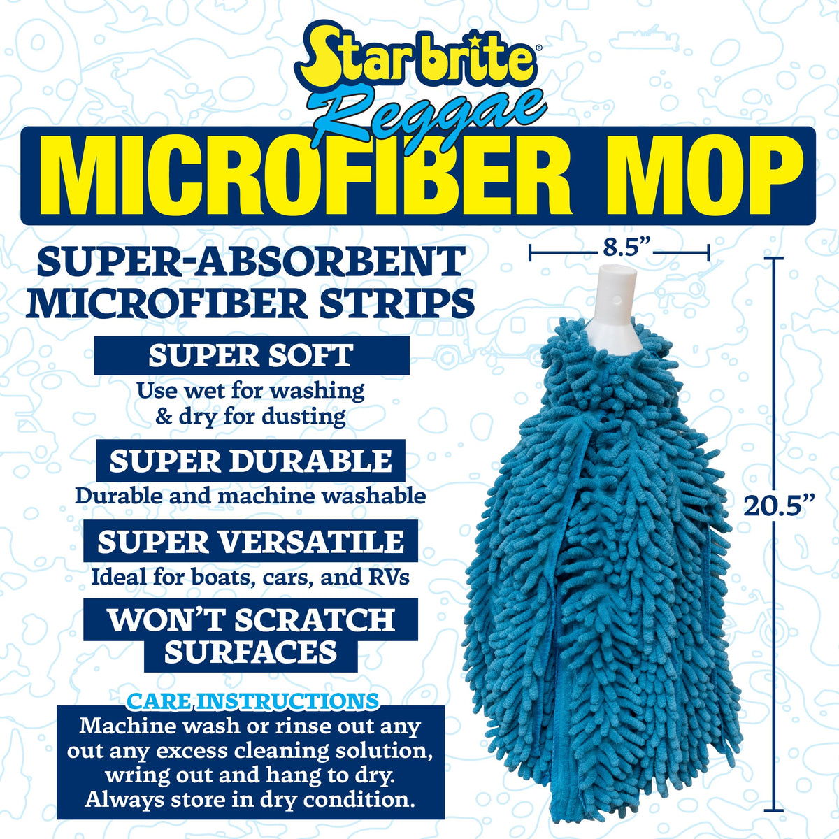 STAR BRITE 040103 STAR BRITE Microfiber Reggae Mop with Quick Connect