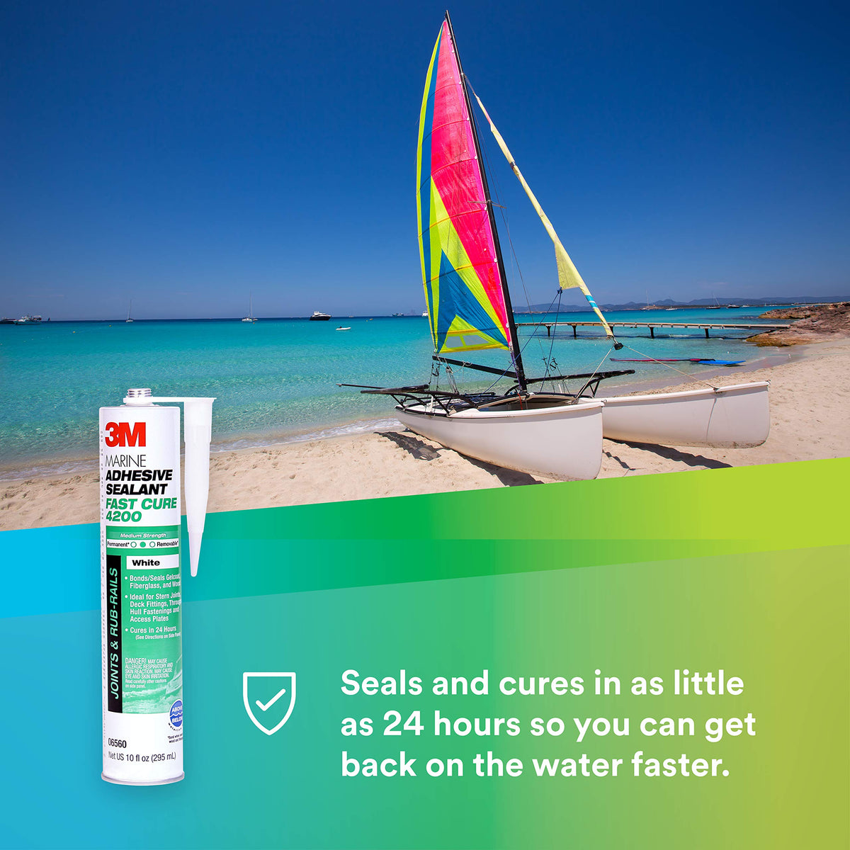 3M 06560 3M Marine Adhesive Sealant Fast Cure 4200FC, White, 295 mL Cartridge