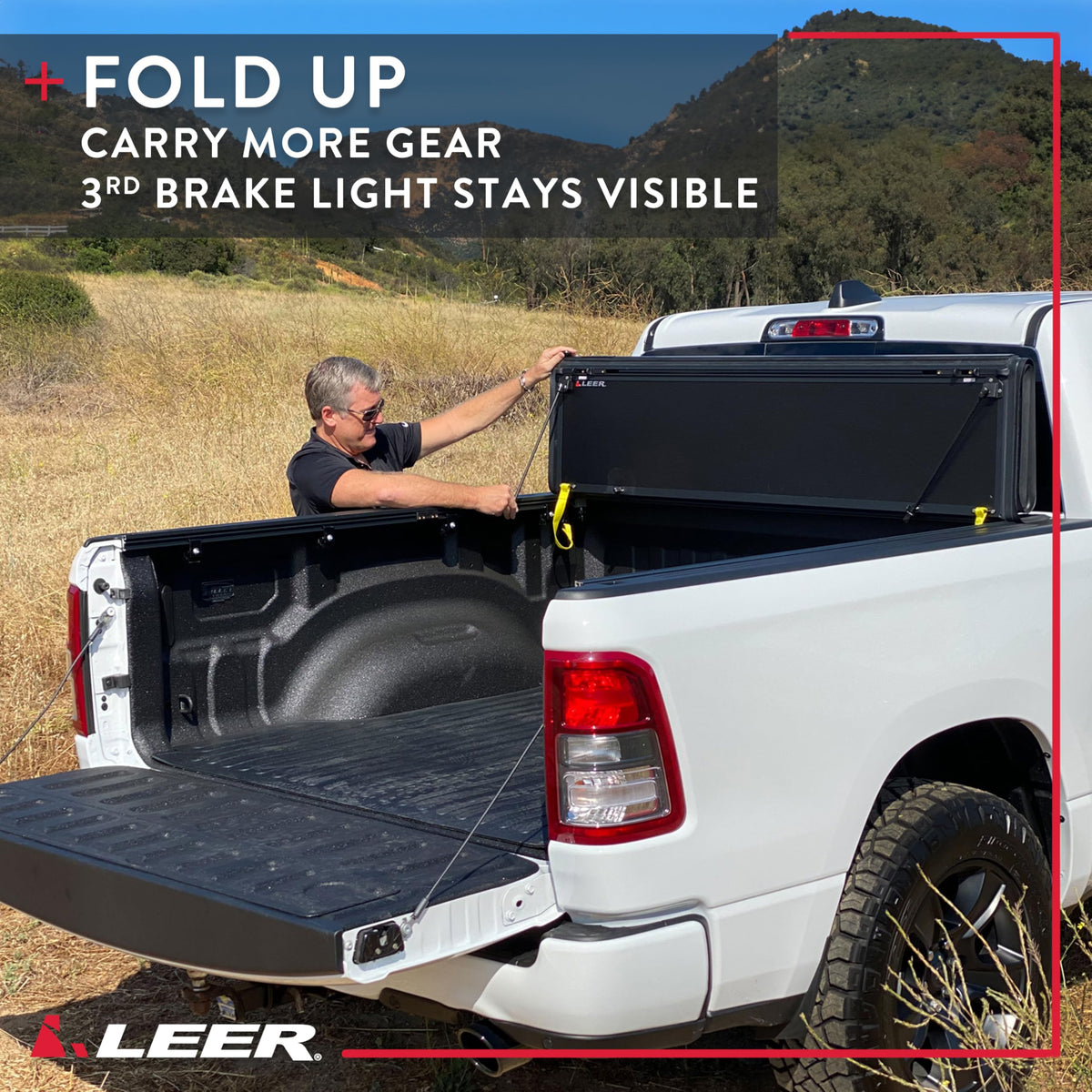 LEER 650284 LEER HF650M Quad-Folding Truck Bed Tonneau Cover, Fits Ford F-150 Light Duty, Years 2004-2014, 5'6" Truck Bed, Black