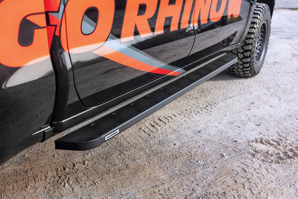 GO RHINO 63404887PC Go Rhino RB10 Running Board & Brackets Kit | Galvanized Steel, Textured Black | 63404887PC | Fits 2019-2024 Chevrolet Silverado & GMC Sierra Crew Cab (See Description)