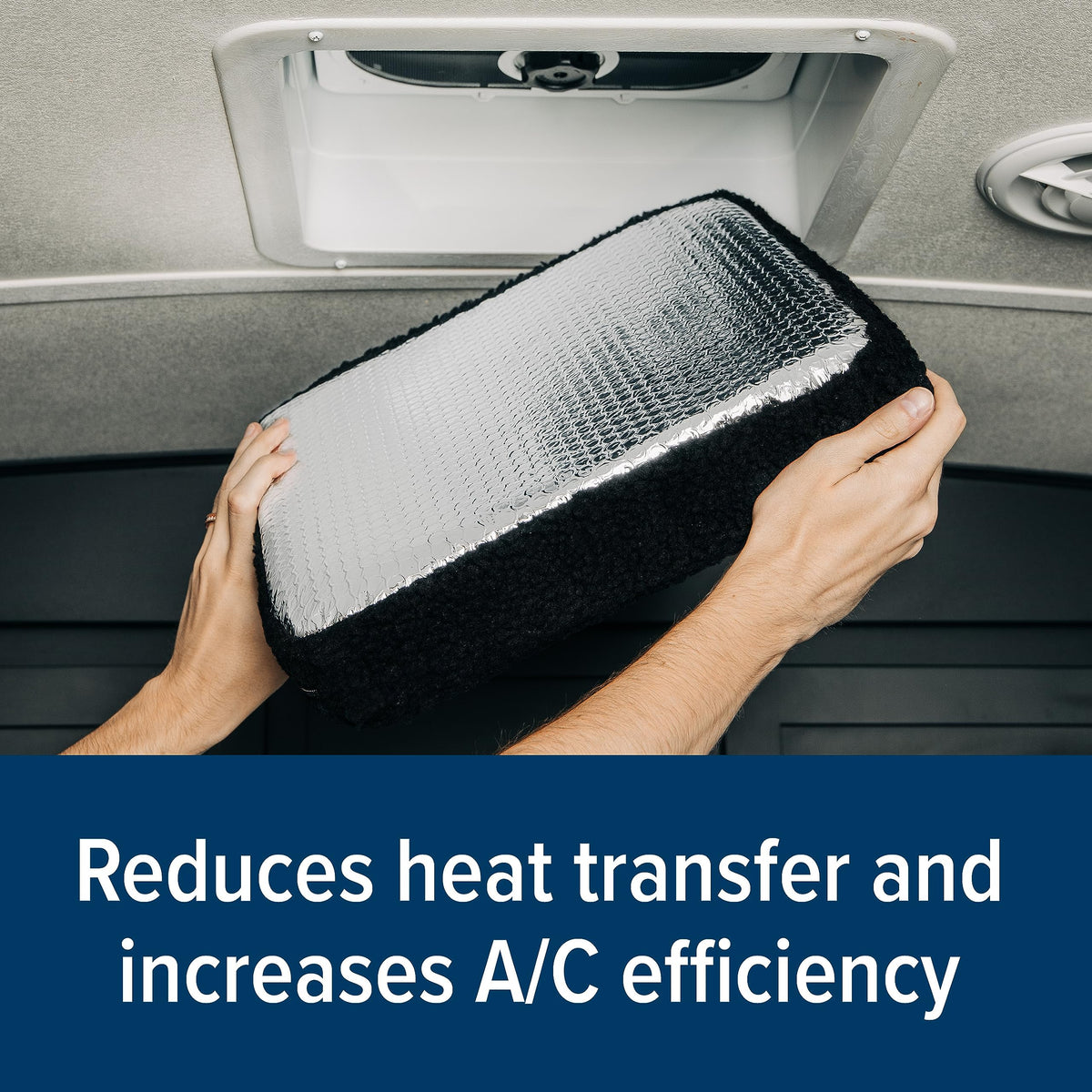CAMCO 45196 Camco 45196 RV Black-Out Vent Insulator with Reflective Surface, 14-Inch x 14-Inch, Black - Blocks The Sun's Damaging Rays - Reduce Heat Transfer and Increases A/C Efficiency