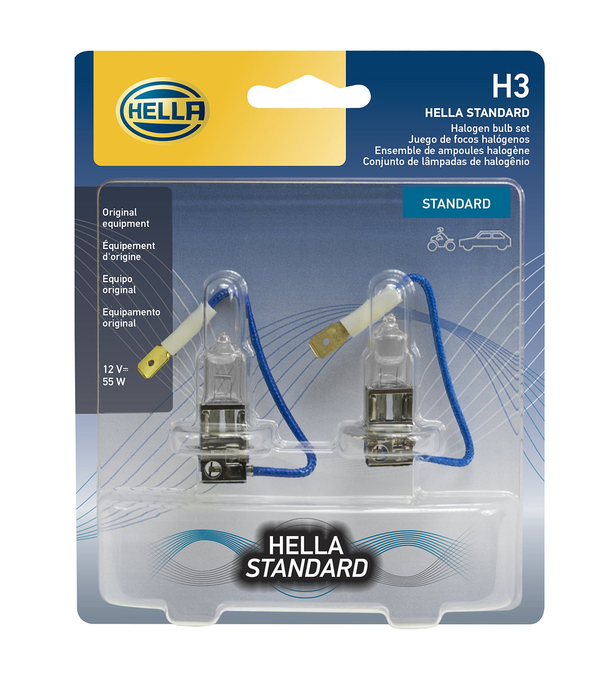 Hella H3TB Twin Blister Standard Halogen Bulb, 12 V, 55W