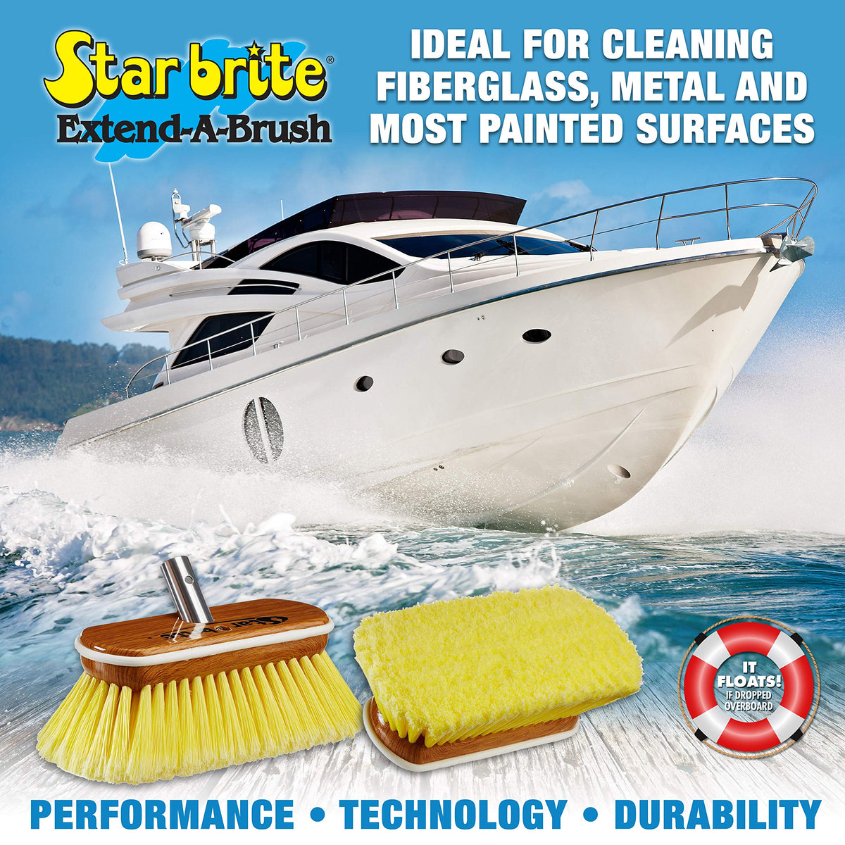 STAR BRITE 040170 STAR BRITE 8" Soft Bristle Yellow Extend-A-Brush Compatible Wash Brush