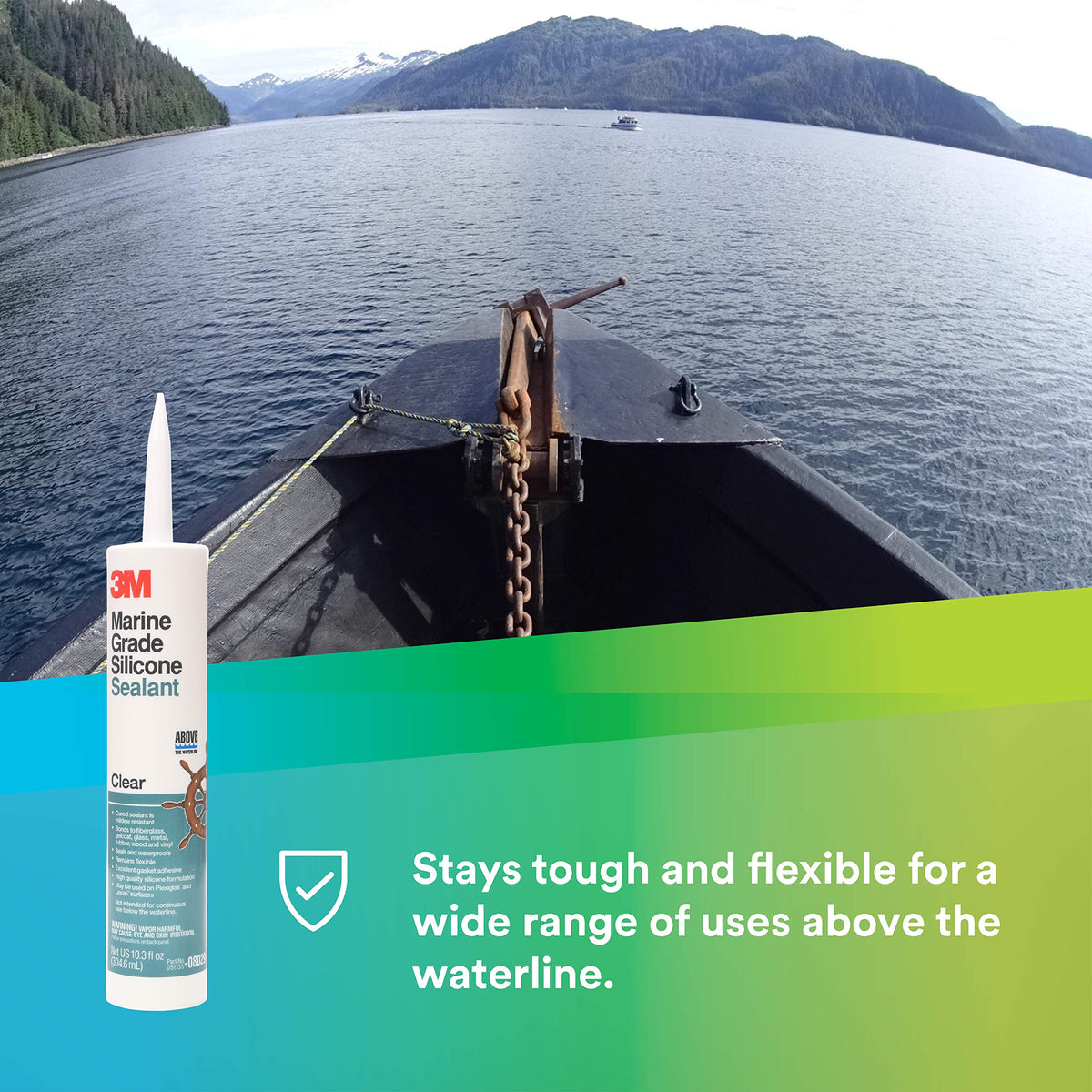 3M Marine Grade Silicone Sealant, Clear, 304 mL Cartridge
