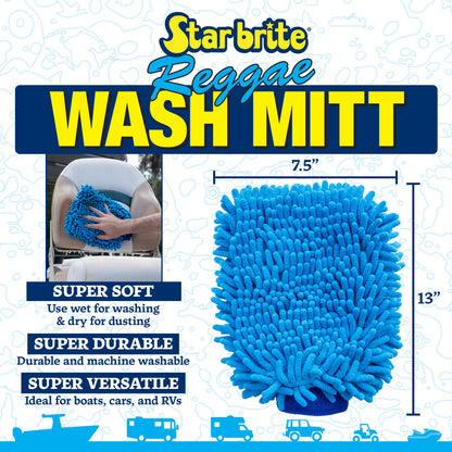 STAR BRITE 040105 STAR BRITE Microfiber Reggae Wash Mitt, Blue