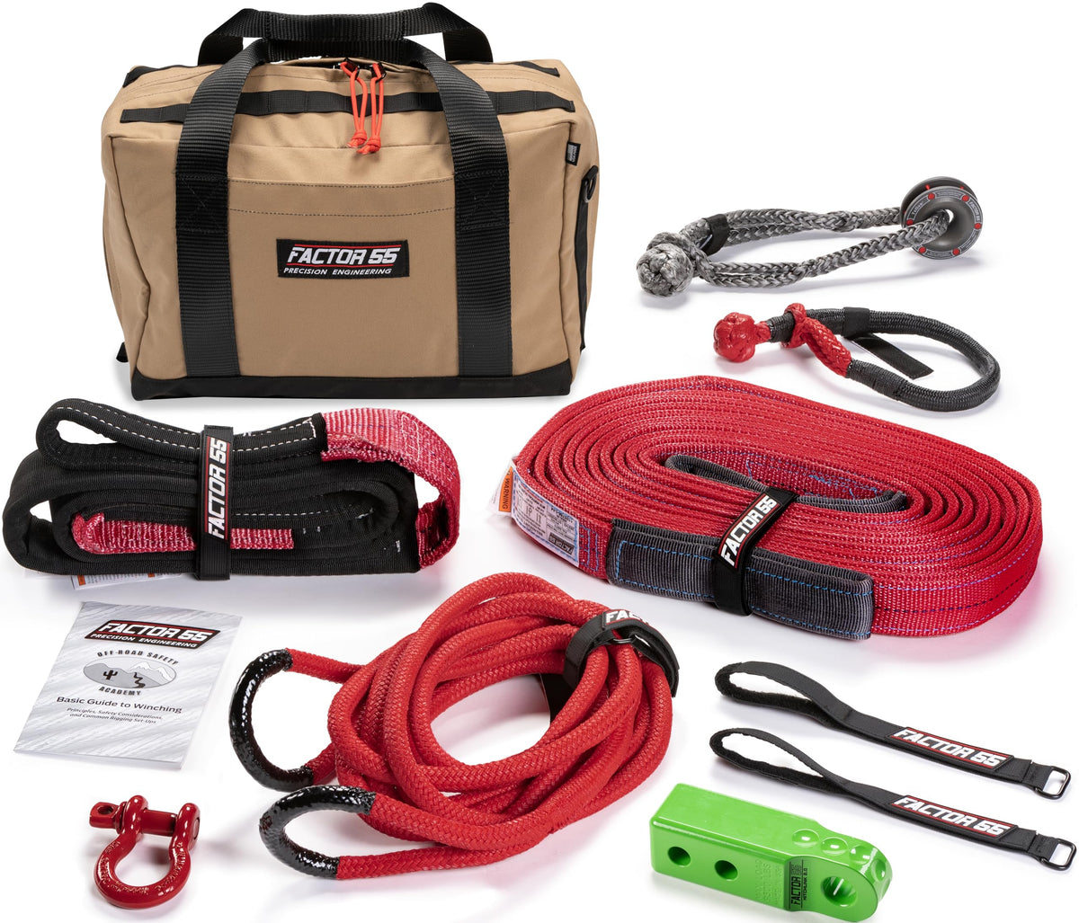 FACTOR 55 00494-08 Factor 55 Hemingway Winch Tow Kit for UTV, Full Recovery Kit for All UTVs - Green