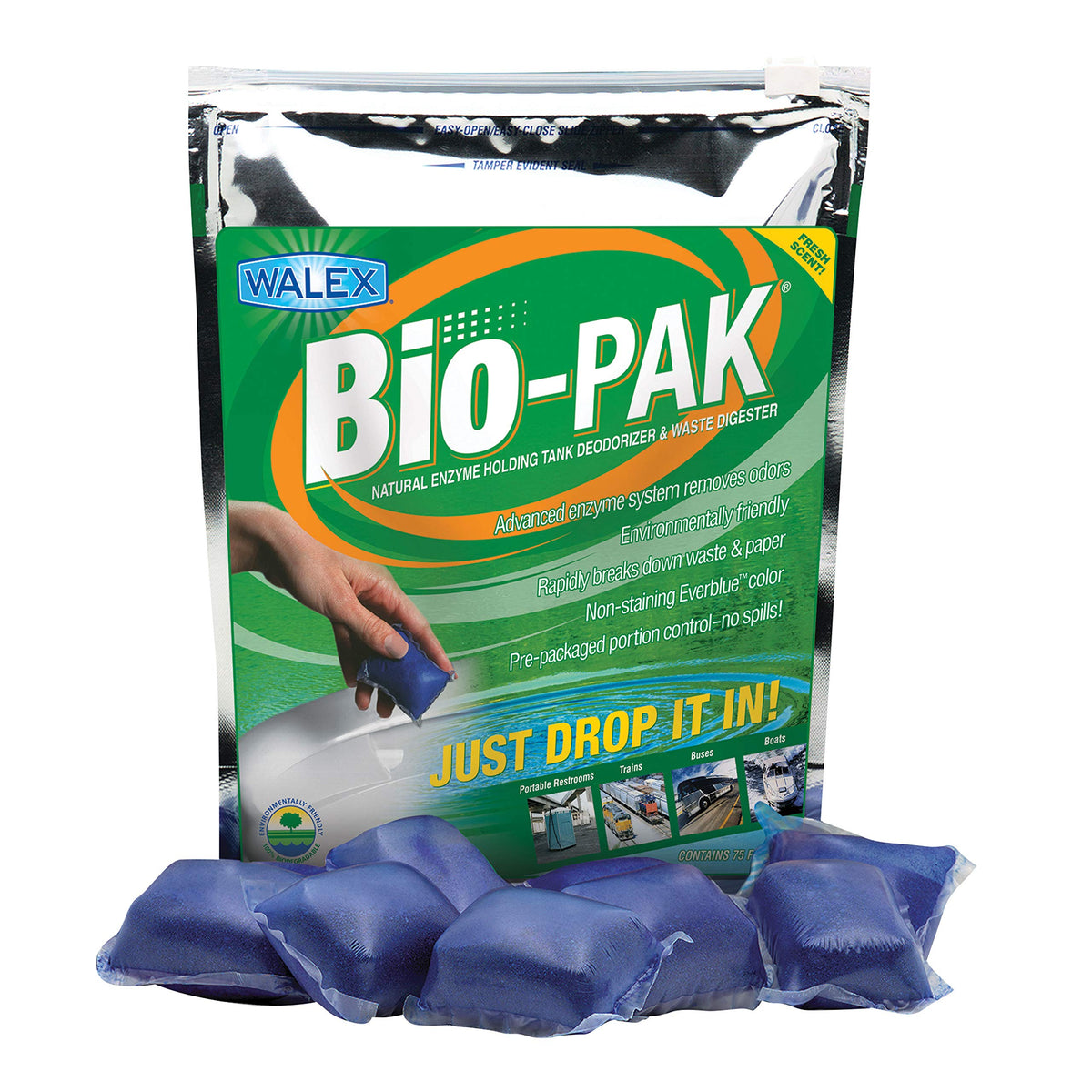 WALEX BIOBLUBG Walex BIOBLUBG Bio-Pak Natural Enzyme Holding Tank Deodorizer and Waste Digester - 50-Pack