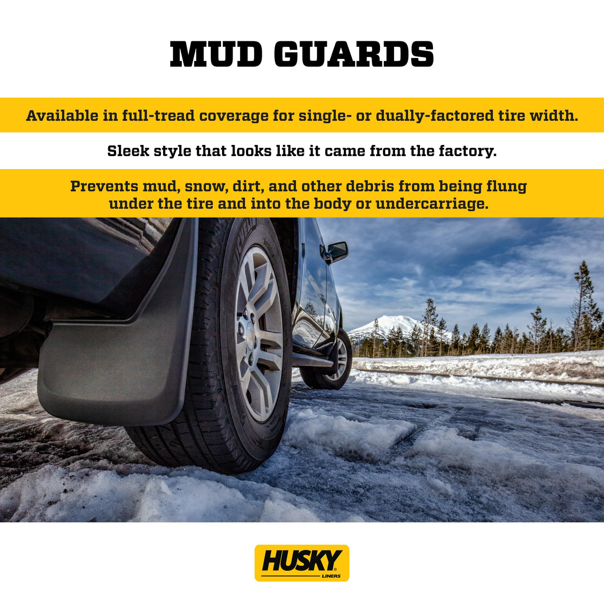 Husky Liners 58226 Husky Liners Custom Mud Guards – Fits 2021-2026 Chevrolet Suburban & Tahoe, GMC Yukon & Yukon XL – Front & Rear Set, 4-pc Black - 58226