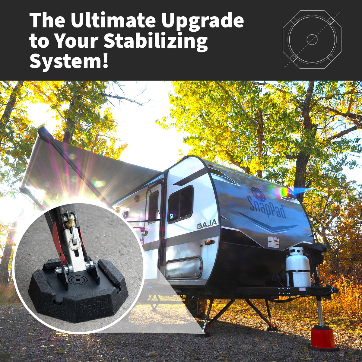 SNAPPAD QDU4 SnapPad SnapJack® QD (Pack of 4) | Four-Point Trailer Jack Stands Featuring 5.5" Metal Foot | Adds 61% Additional Surface Area, 3.79 lbs. Per Pad & 7.25" Total Width | Must-Have RV Accessories