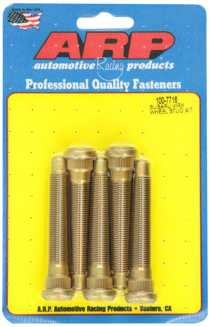 ARP 100-7716 ARP Wheel Stud, 12 mm x 1.25 Thread, 3.000 in Long, 0.565 in Knurl, Chromoly, Cadmium, Subaru WRX, Set of 5