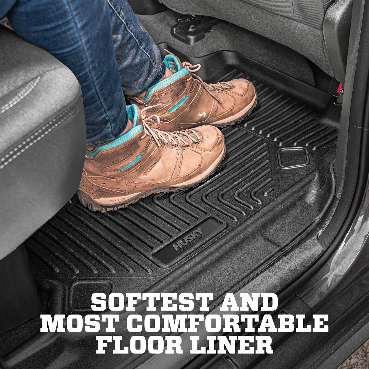 Husky Liners 53801 Husky Liners X-act Contour Floor Mats – Fits 2005-2023 Toyota Tacoma, Double Cab – 2nd Row, 1-pc Black - 53801