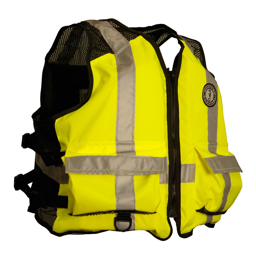 Mustang Survival MV1254T3-239-XXL/XXXL-216 Mustang High Visibility Industrial Mesh Vest - Fluorescent Yellow/Green/Black - XXL/3XL