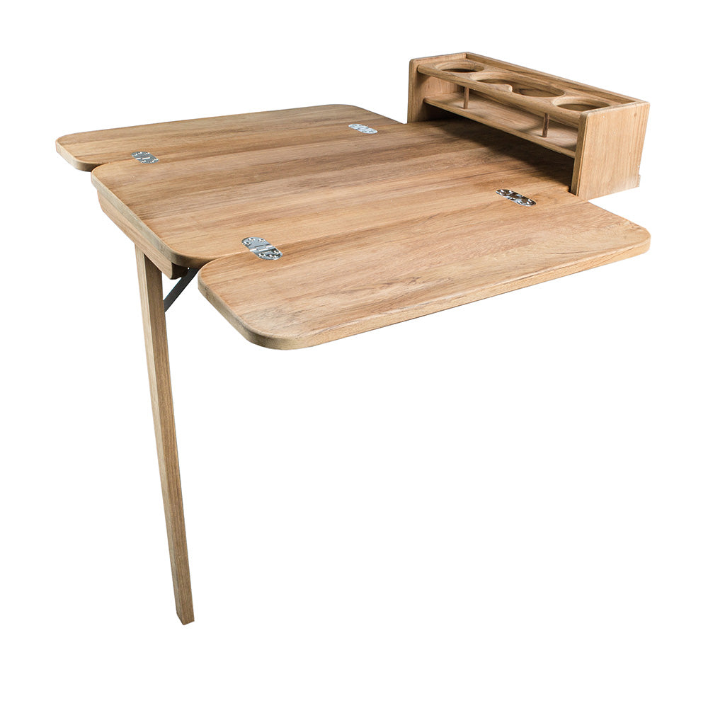 Whitecap 61392C Whitecap Cockpit Table w/Folding Leaves &amp; 4 Cupholders - Teak