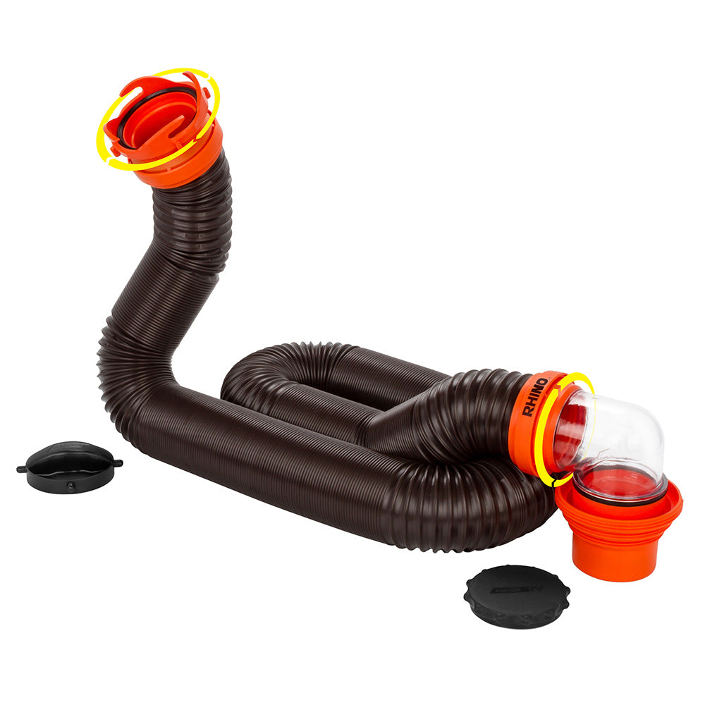 Camco 39761 Camco RhinoFLEX 15' Sewer Hose Kit w/4 In 1 Elbow Caps
