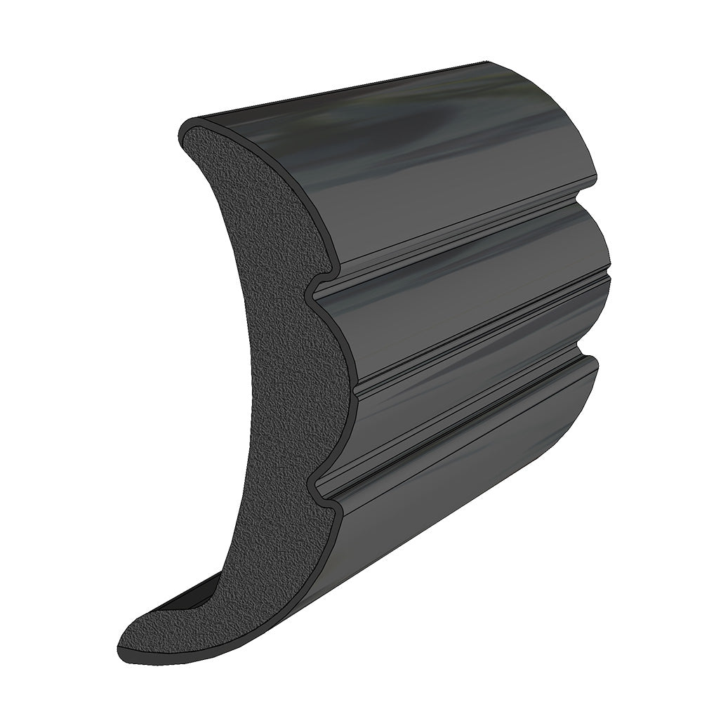 TACO Marine V21-9906BKA60D-1 TACO Rigid Vinyl Flex-Core Rub Rail 2" x 7/8" - Black 60'