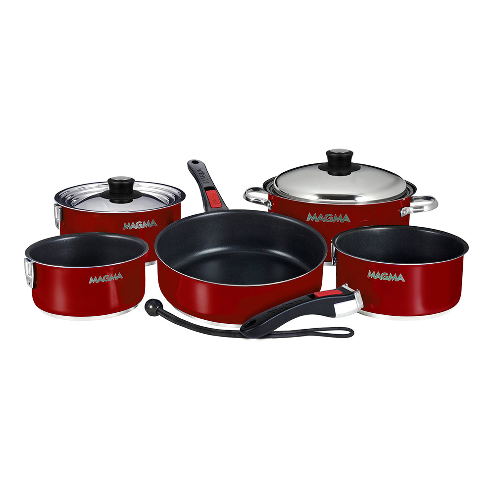 Magma A10-366-MR-2-IN Magma Nestable 10 Piece Induction Non-Stick Enamel Finish Cookware Set - Magma Red