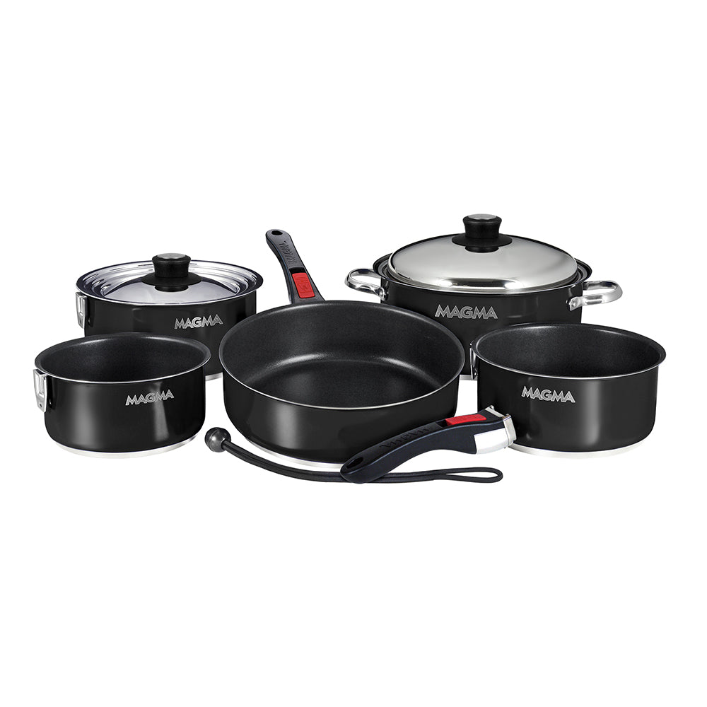 Magma A10-366-JB-2-IN Magma Nestable 10 Piece Induction Non-Stick Enamel Finish Cookware Set - Jet Black