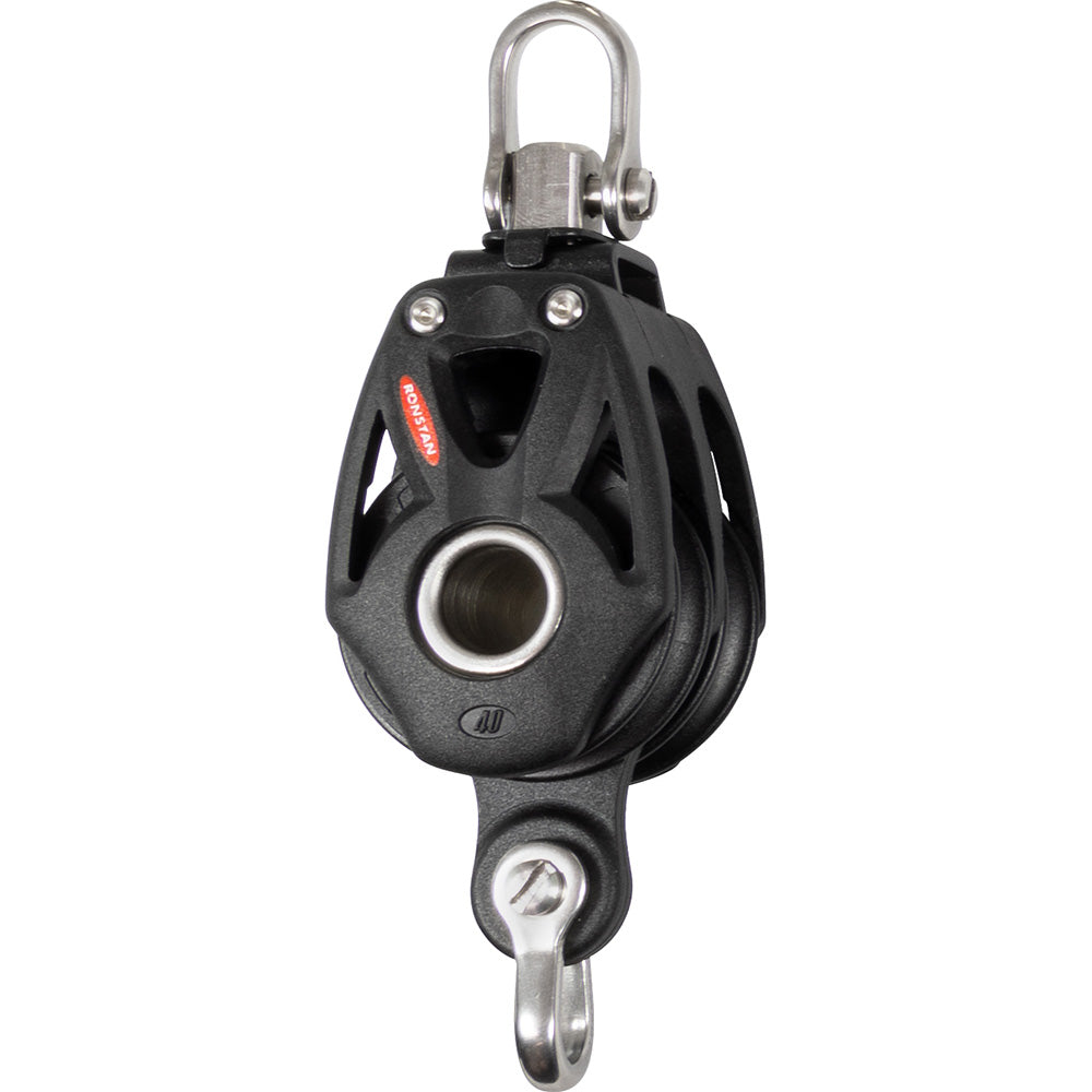 Ronstan RF48210 Ronstan Series 40 Orbit BB Double Block w/Becket &amp; Swivel Shackle