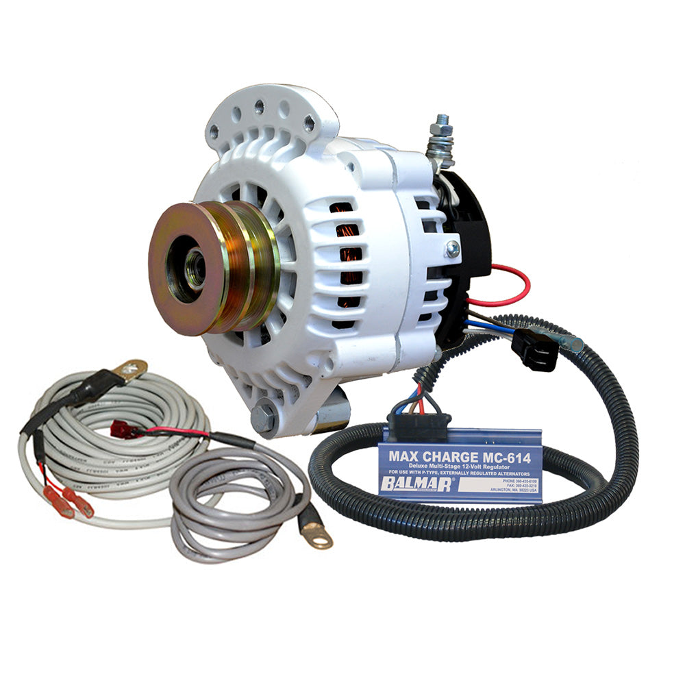 Balmar 621-VUP-MC-100-DV Balmar Alternator 100 AMP Kit 12V 1-2" Single Foot Spindle Mount Dual Vee Pulley Regulator &amp; Temp Sensor
