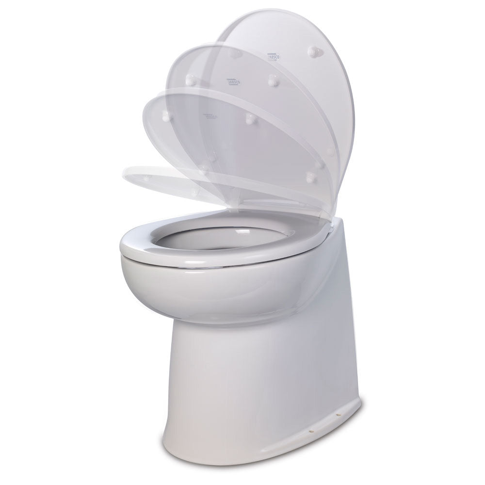 Jabsco 58080-3012 Jabsco Deluxe Flush 14" Straight Back 12V Freshwater Electric Marine Toilet w/Solenoid Valve &amp; Soft Close Lid