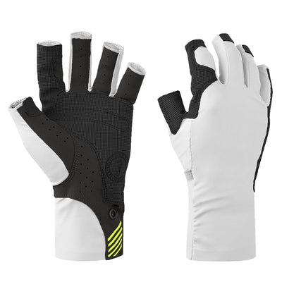 Mustang Traction UV Open Finger Gloves - White &amp; Black - XL