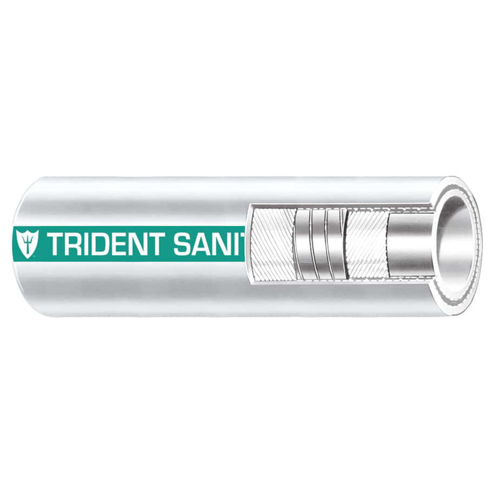Trident Marine 102-1126 Trident Marine 1-1/2" x 50' Coil Premium Marine Sanitation Hose - White w/Green Stripe