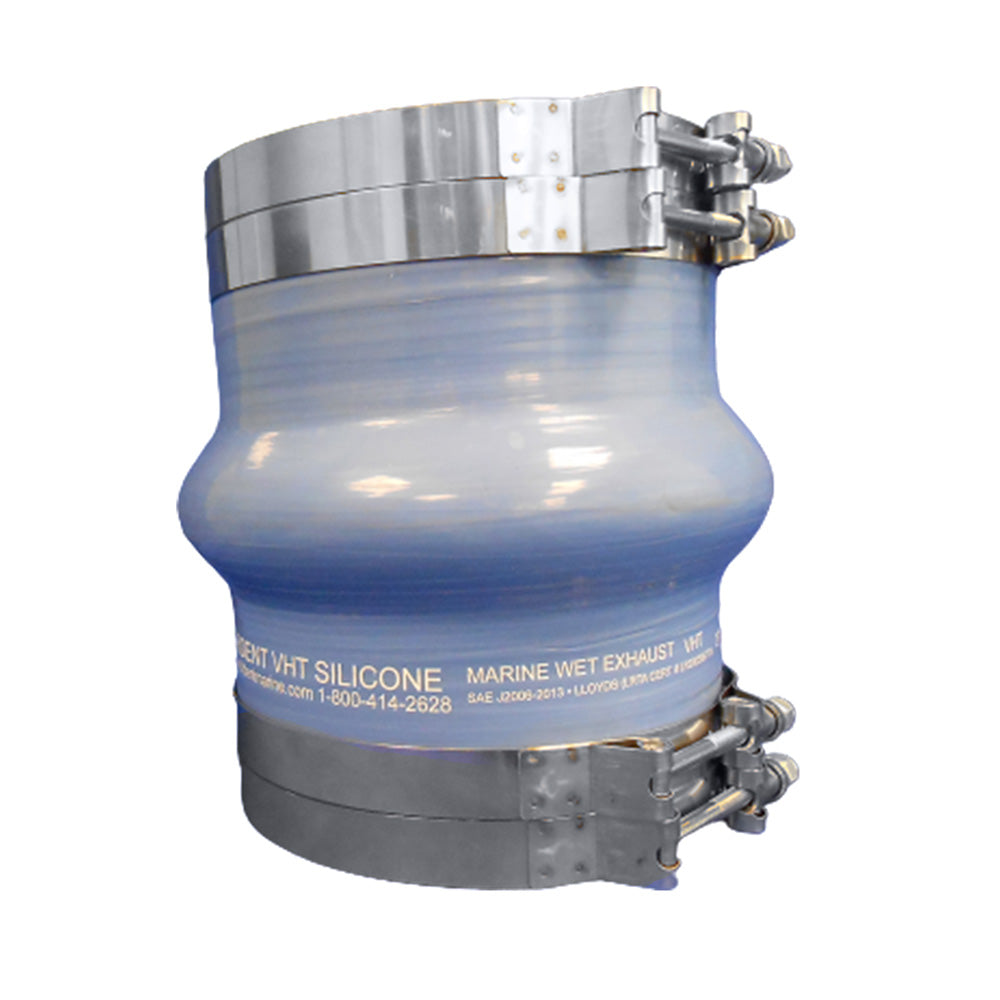 Trident Marine 272V6000-S/S Trident Marine Blue Silicone Wet Exhaust Hump w/4 T-Bolt Clamps - 6" ID x 8" Length