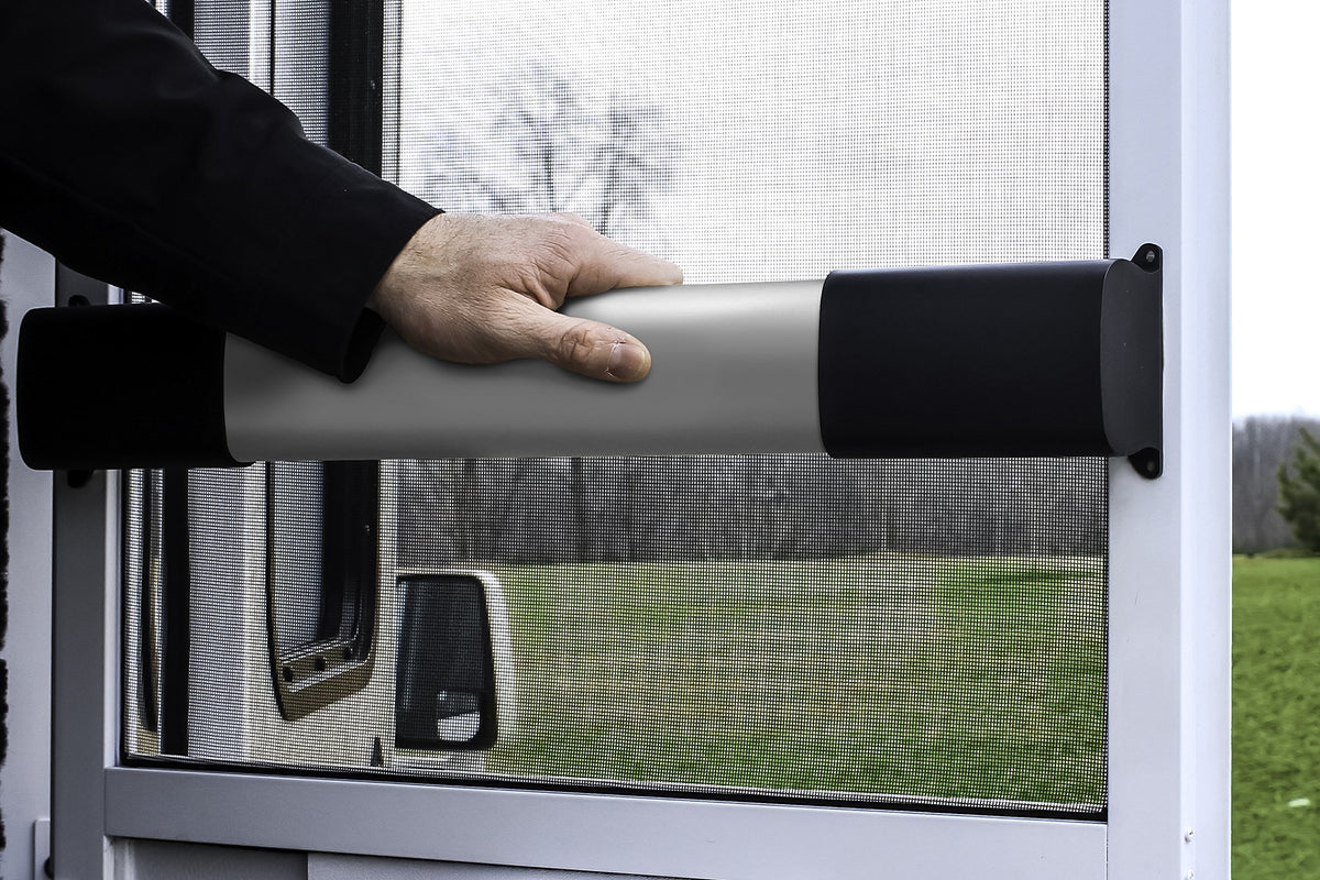 CAMCO 42188 Camco RV Screen Door Handle Cross Bar - Adjustable Design Bar Extends 21⅝–28⅝ inches - Provides Easier Grip for Exiting & Protects Your Camper Screen Door (42188)