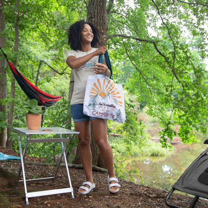 CAMCO 51891 Camco 19.5 by 20 by 24.25 Inch Large Durable Aluminum Fold Away Multi Use Outdoor Side Table for RVs, Campsites, Picnics, and Patios, Silver