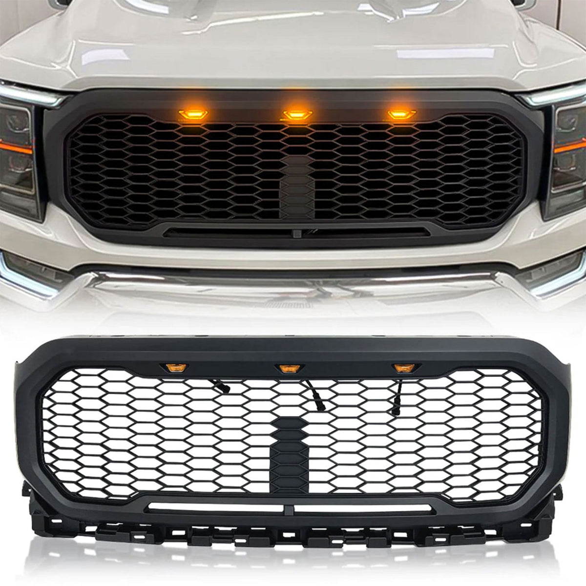 American Modified AMFMAA00122 AMERICAN MODIFIED Raptor Style Mesh Grille Compatible with 21-23 Ford F150