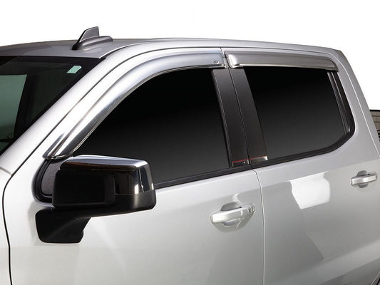 AVS 684805 Auto Ventshade (AVS) by RealTruck Outside Mount Ventvisor/Deflectors 4 Pc. Set Compatible with 2020-2024 Chevy/GMC Silverado/Sierra 1500,2500,3500 Crew Cab
