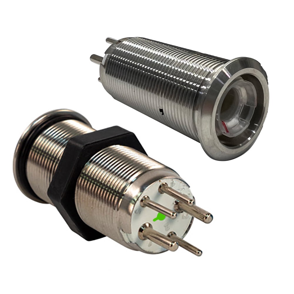 Bluewater 9057-2123 Bluewater 19mm Inrush Push Button Switch Momentary Off(On)(On) - Blue/Red/Green LED - Switch Body